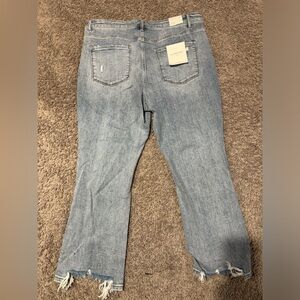 Lovervet High Rise Light Wash Distressed Kick Flare Plus Size 18W NWT